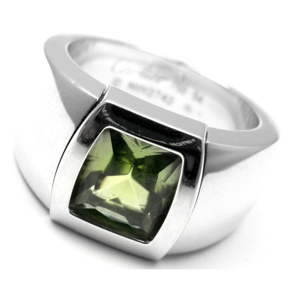 Rare! Authentic Cartier La Dona 18k White Gold Peridot Ring Box Certificate - Picture 2 of 8